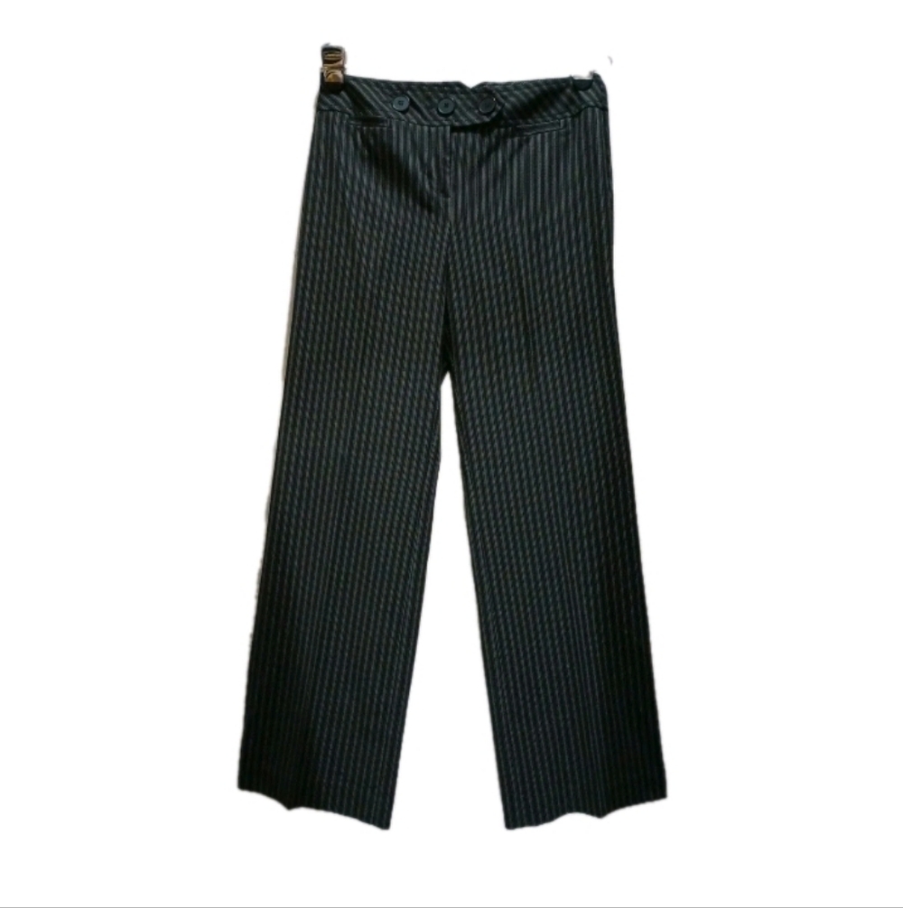 Loft Petites Julie Dress Pants Wide Leg Pinstripe Black/White Size 2P